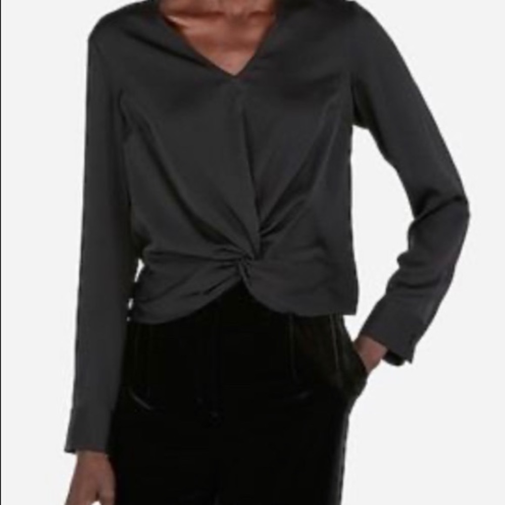 NWT Express Satin Knot Top in Black, Size Small